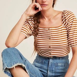 ANTHROPOLOGIE PORRIDGE Jamie Puff-Sleeved top